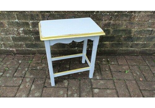 Vintage Early 20th Century Coffee Side Table In Farrow And Ball Borrowed Light Duck Egg With Gold Highlights Hand Painted Bespoke Unique