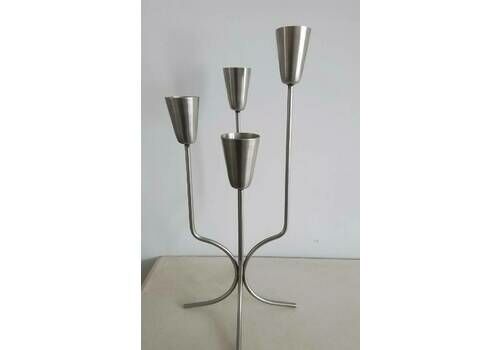 Vintage Metal 4 Pronged Candelabra, Danish Style Candlestick 23/192
