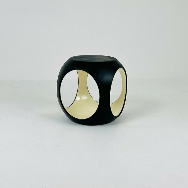 Vintage Mcm Side Table In Black And White Fiberglass In The Style Of