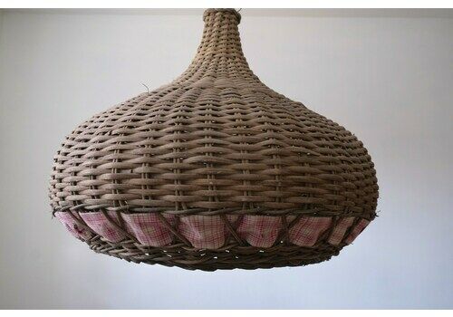 Vintage Rattan Light Shade Scallop, Vintage Wicker Shade, French Rattan Shade, Midcentury Shade, Petal Light Shade