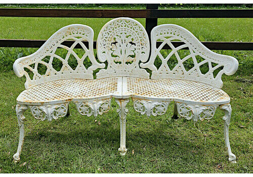 A Fabulous 20th Century Heavy Cast Iron Three Seater Garden Seat
