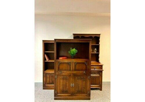 Vintage Old Charm Wood Brothers / Open Front 2 Door Bookcase / Drink Cabinet / Traditional Chestnut Colour / Free Delivery / C1970