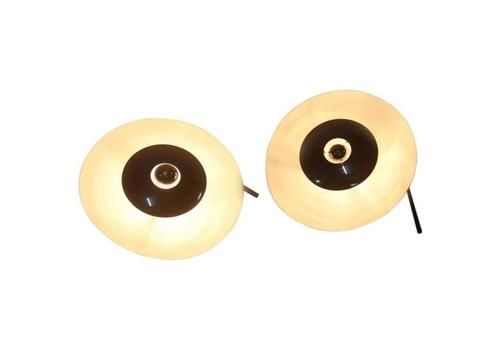 Minimal Pair Of Table Lamps In Lacquered Metal And Steel, 1970, Esperia