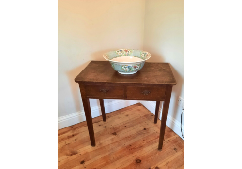 Victorian Antique Oak And Pine Two Drawer Console Table