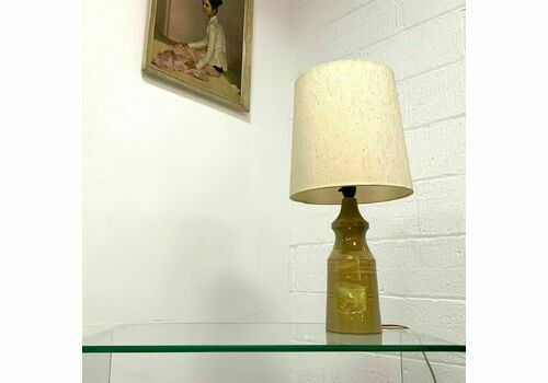 Vintage 1960s 1970s Large Danish Studio Pottery Table Lamp By Hanne With Shade