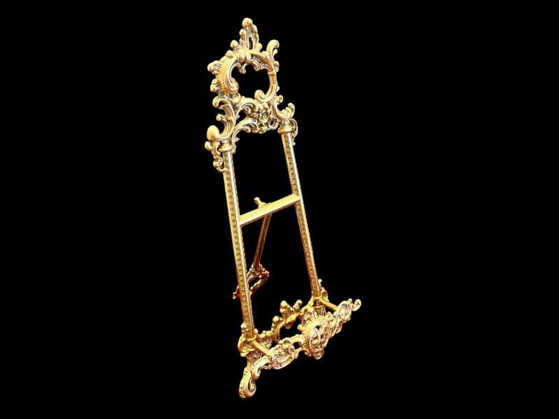 Vintage Large French Rococo Style Brass Easel Display Stand Bible Stand Recipe Book Holder L Pad