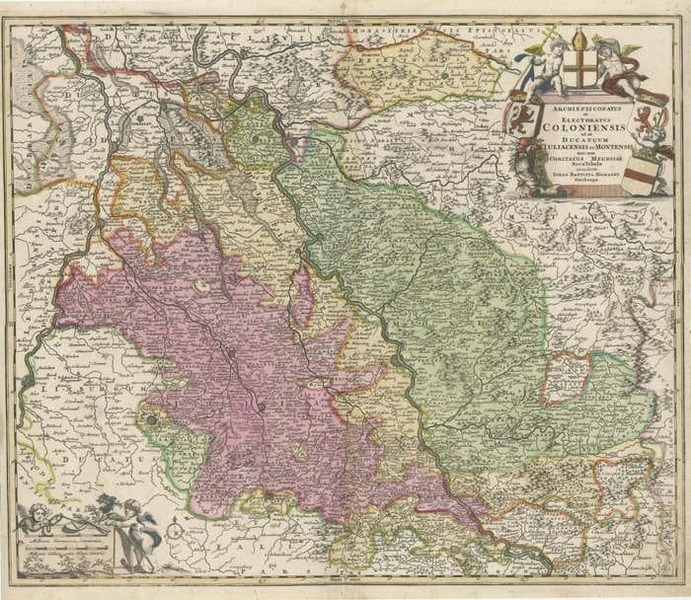 Antique Map Of The Rhine Centered On Cologne, Germany photo furniture