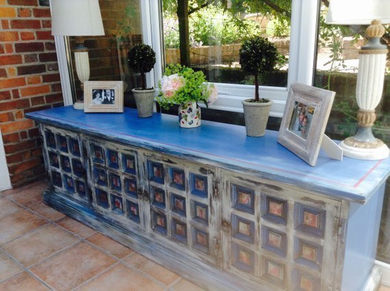 Vintage Sideboard Antique Console Table Credenza Buffet Vintage Sideboard Antique Console Table Credenza Buffet Rustic Storage Cabinet Indian Style Hand Painted Vinterior