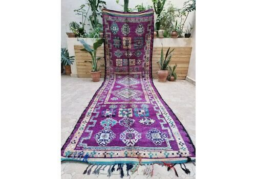 169.5 X 53 Inches 430x 135 Cm, Moroccan Vintage Boujaad Runner Rug, Hand Woven By Berber Women, Handmade Natural Rug, Free Shipping