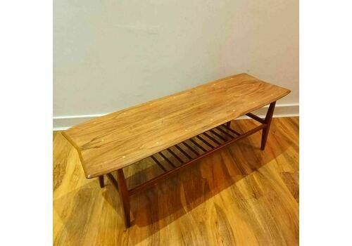 Walnut And Sycamore Coffee Table With Magazine Rack.