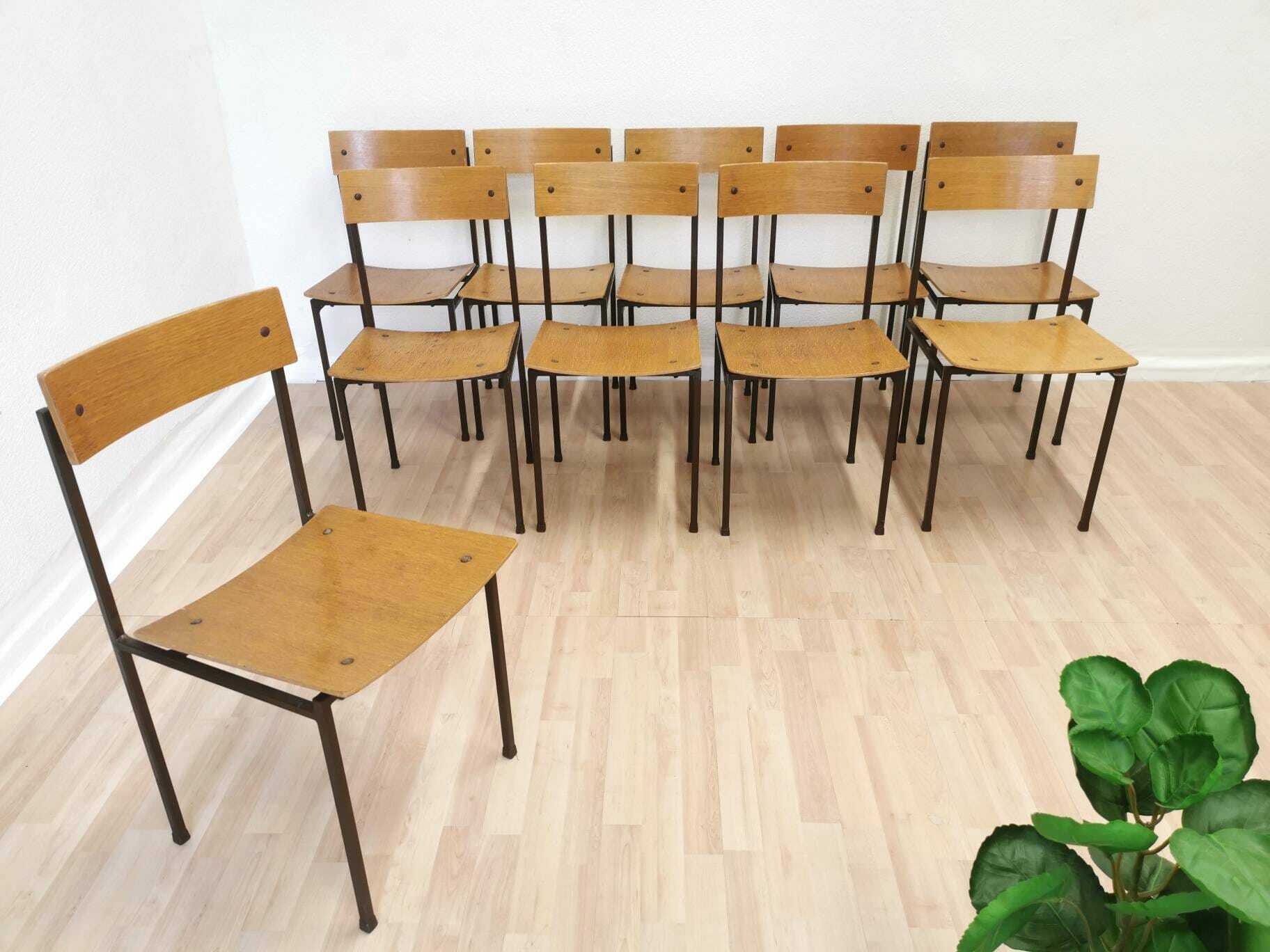 Of 30 Vintage School Square Chairs Industrial Minimalist