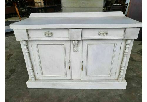 Antique Victorian Painted Grey Sideboard 2 Door Drawers Shelves Bracket Feet Dre
