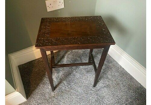 Antique Vintage Carved Top Plant Stand, Side Table, Coffee Table, Occasional Table