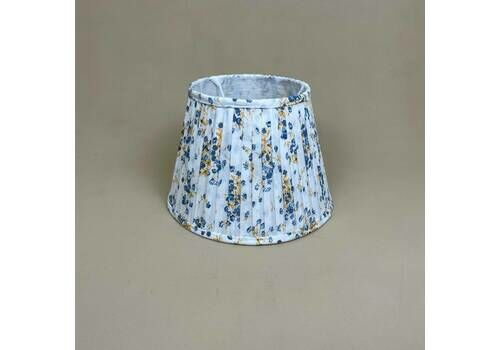 New Lampshade Hand Block Print 12" Blue Orange Floral Pattern Pleated Fabric Structured Empire Table Ceiling Lamp Shade