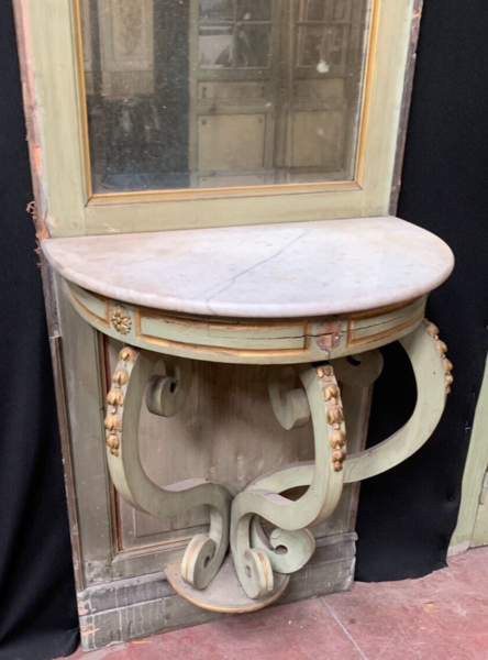 Napoleon III Style Mirror And Woodwork Console In 19th Century Patinated Wood photo furniture