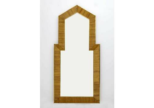 Gabriella Crespi Style Mid Century Modern Italian Wood And Brass Mirror