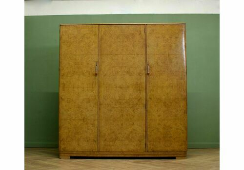 Vintage Art Deco Burr Walnut Triple Door Wardrobe From Maple And Co, 1930s