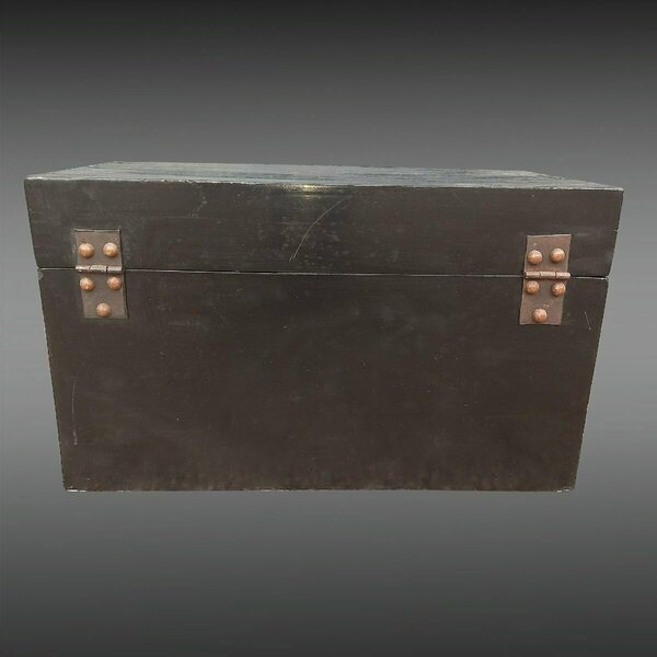 Black Chest Decorated With Flowers And Butterflies photo furniture