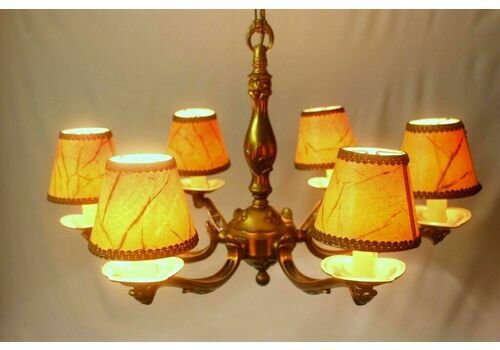 Heavy French Vtg Bronze Chandelier 6 Arms From Paris Chateau