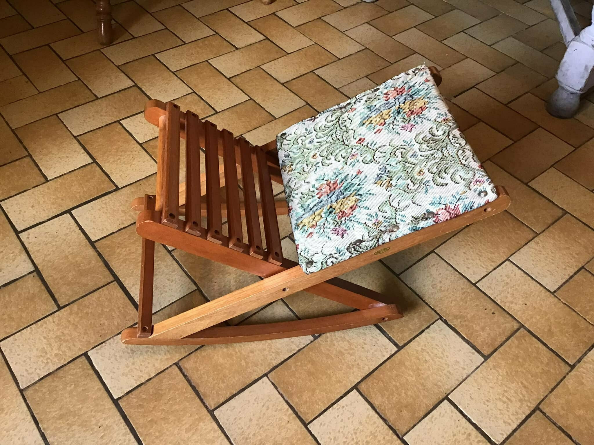 Vintage French French Footstool French Footrest Rocking Stool