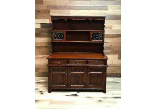 Vintage Old Charm Wood Brothers Oak Welsh Dresser / Tudor Brown