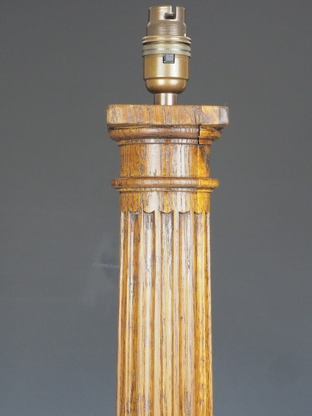 Antique Tall Oak Corinthian Table Lamp photo Lighting