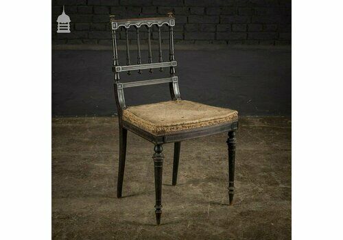 Elegant 18th C Ebonised Dining Chair With Ornate Turnings For Re Upholstery