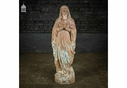 19th C Ecclesiastical Terracotta Statue Of Mary