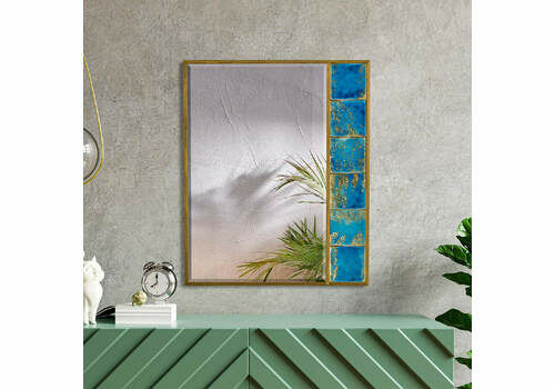 Destine Handcrafted Natural Wood & Ceramic Wall Mirror