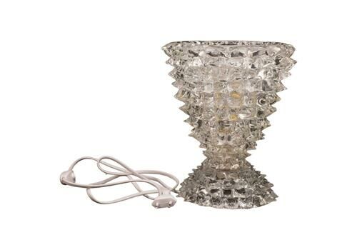 Amazing Table Lamp In Rostrato Murano Glass Vase For Barovier & Toso, 1940s