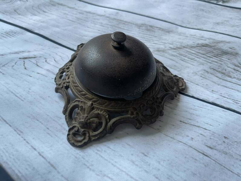 Victorian Counter Top Reception Desk Bell, Cast Iron In Original Condition photo furniture
