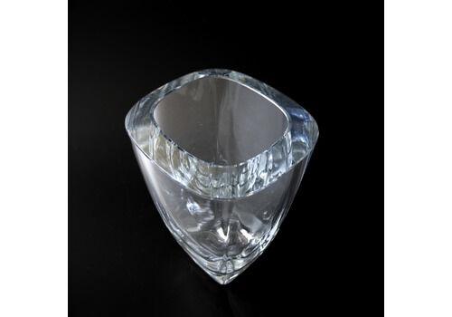 Vintage Large Size Crystal Vase In Slight Blue Tinted Color From Orrefors