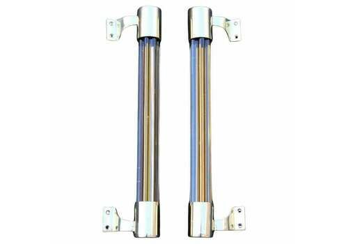 Pair Of Mid Century Venini Handles In Polished Brass And Murano Glass 1950 Made In Italy
