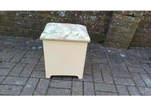 Beautifully Upcycled Restored Vintage Retro Wooden Linen Basket Cushioned Stool.