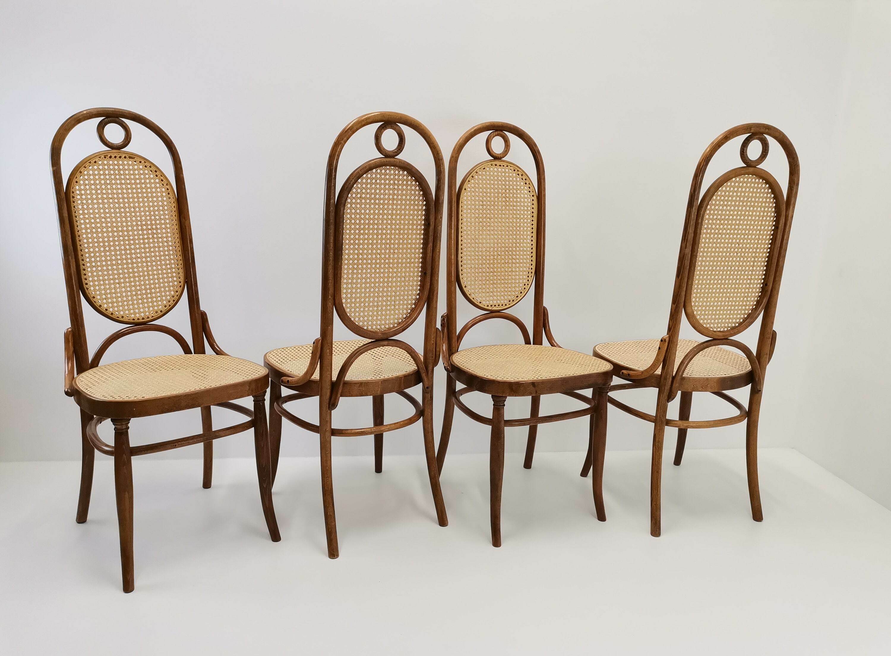 Of Thonet 17 High Back Dining Chairs 80s Yugoslavia