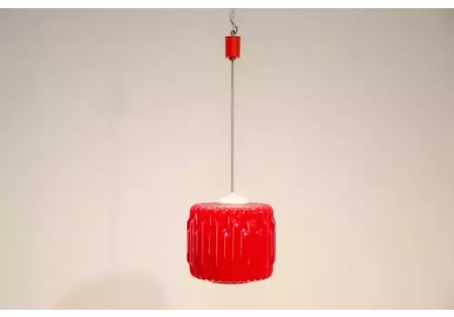 Brutalist Opaline Glass Chandelier By Karel Wolf For Osvětlovací Sklo, 1970´S