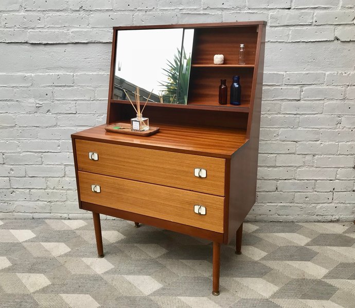Small Vintage Dressing Table Drawers Mirror 876