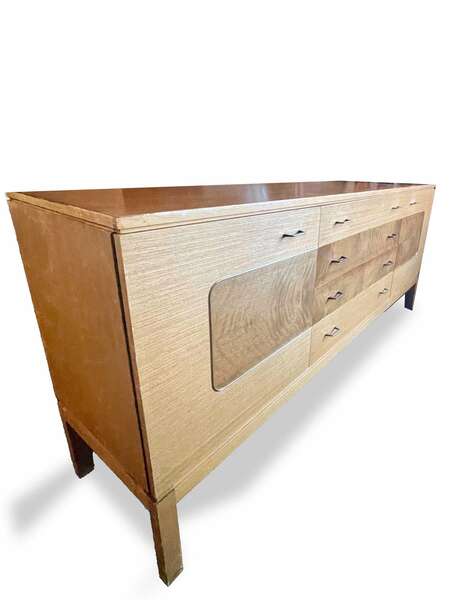1960's Vintage 'C.W.S. Ltd Cabinet Factory' Large Two Tone Retro Sideboard With 4 Drawers And 2 End Cupboards photo furniture