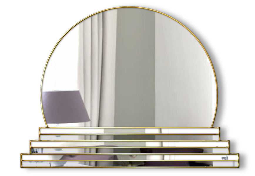 Art Deco Original Handcrafted Over Mantle Wall Mirror Sol In Gold Art Deco Original Handcrafted Over Mantle Wall Mirror Sol In Gold