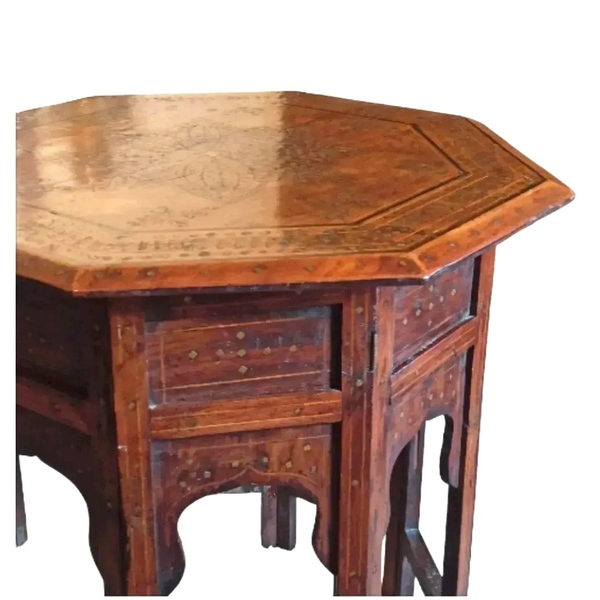 Brass And Copper Inlay Hoshiarpur Table  Anglo Indian  19th Century photo furniture
