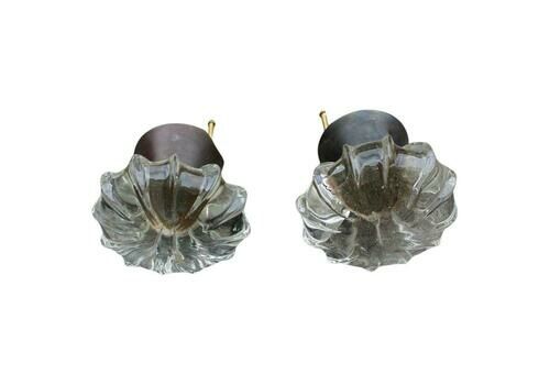 Pair Of Large Handles 1940s Seguso Art Glasses Murano And Solid Brass