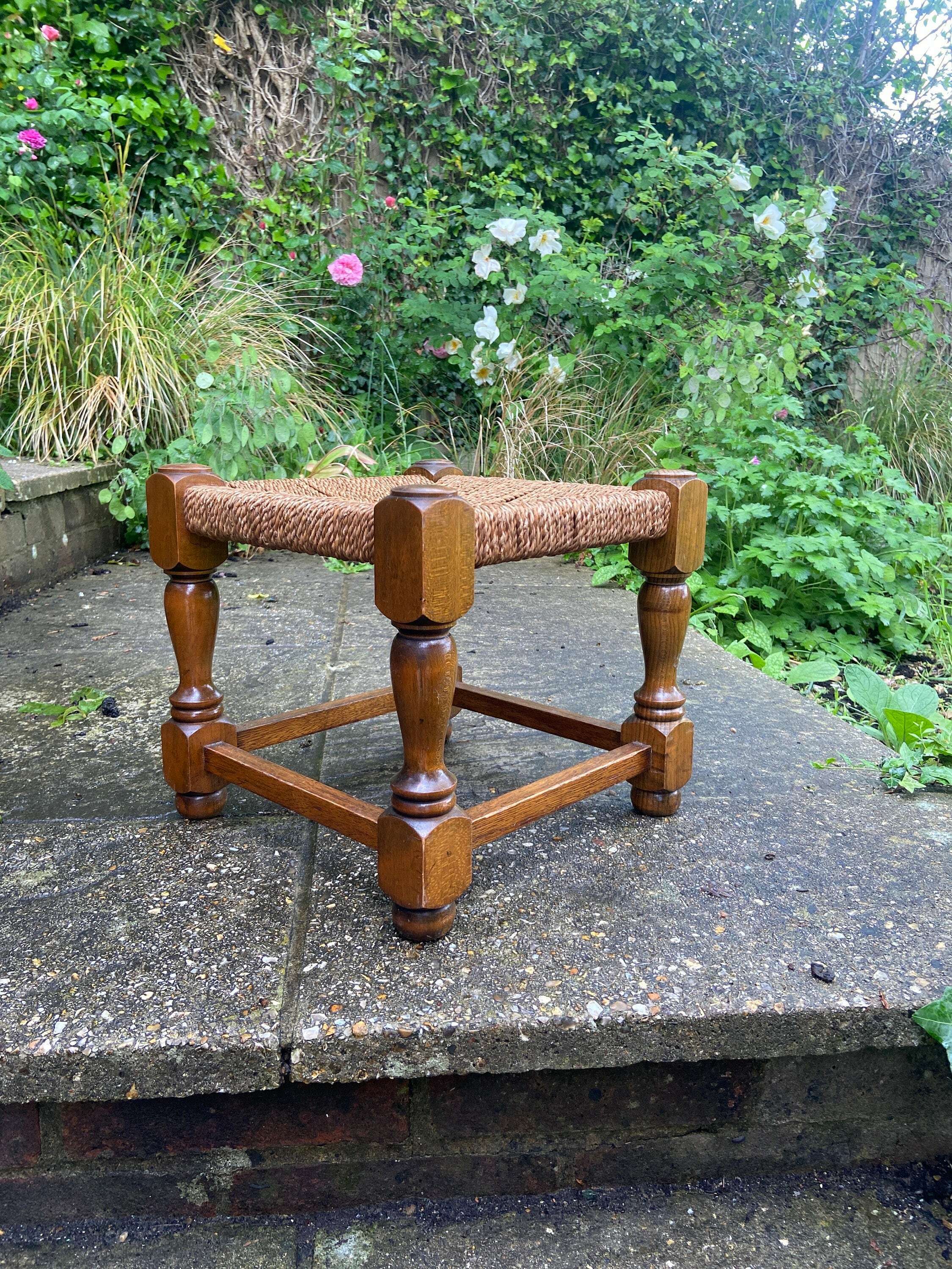 Early Twentieth Century Vintage Foot Stool, Wooden Frame