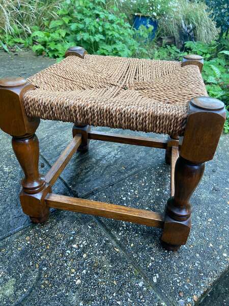 Early Twentieth Century Vintage Foot Stool, Wooden Frame With