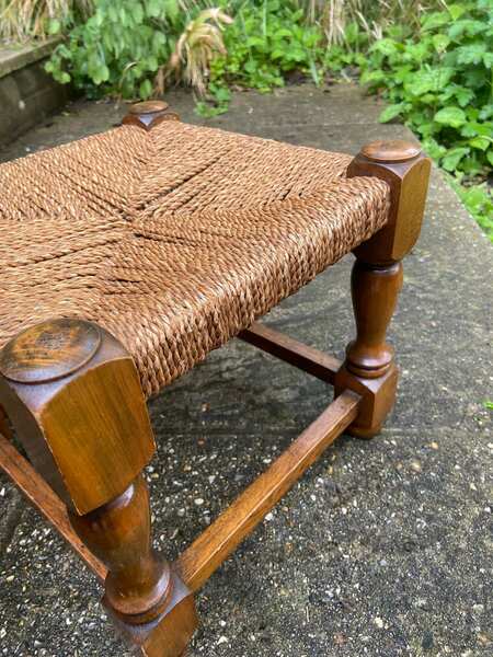 Early Twentieth Century Vintage Foot Stool, Wooden Frame With