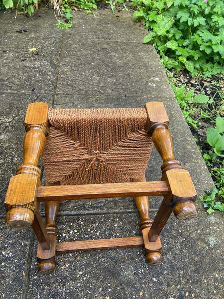 Early Twentieth Century Vintage Foot Stool, Wooden Frame With