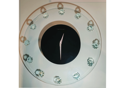Big Wall Clock By Omodomo In Crystal   Made In Italy   1970s