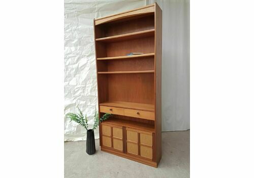 Vtg Mid Century Teak Wall Drinks Unit Bookcase Cabinet Danish Scandi