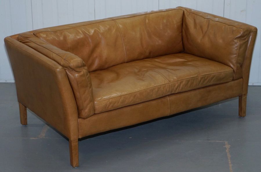 Halo Groucho Leather Small 2 Seater Sofa Matching Armchair