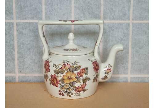 Vintage China Teapot Small Floral Arthur Wood England Square Handled Fall Colour