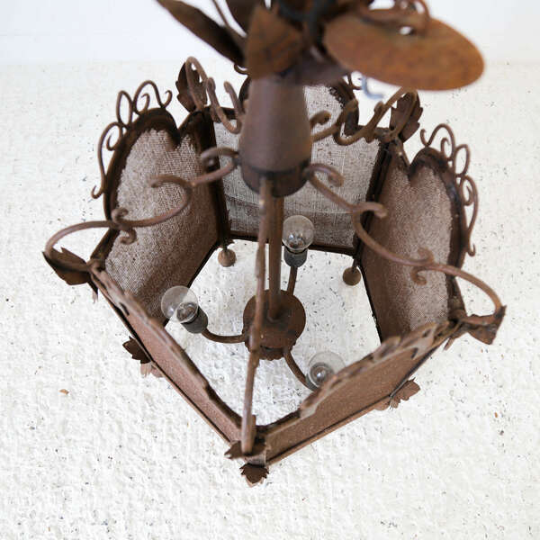 Impressive Mid 20th Century Large Scale Spanish Iron & Mesh Lantern photo 650.0